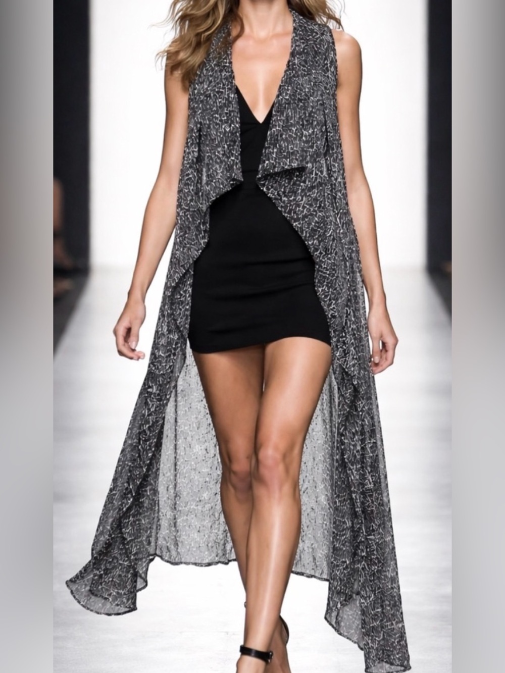 Divided Black and Gray Patterned Vest